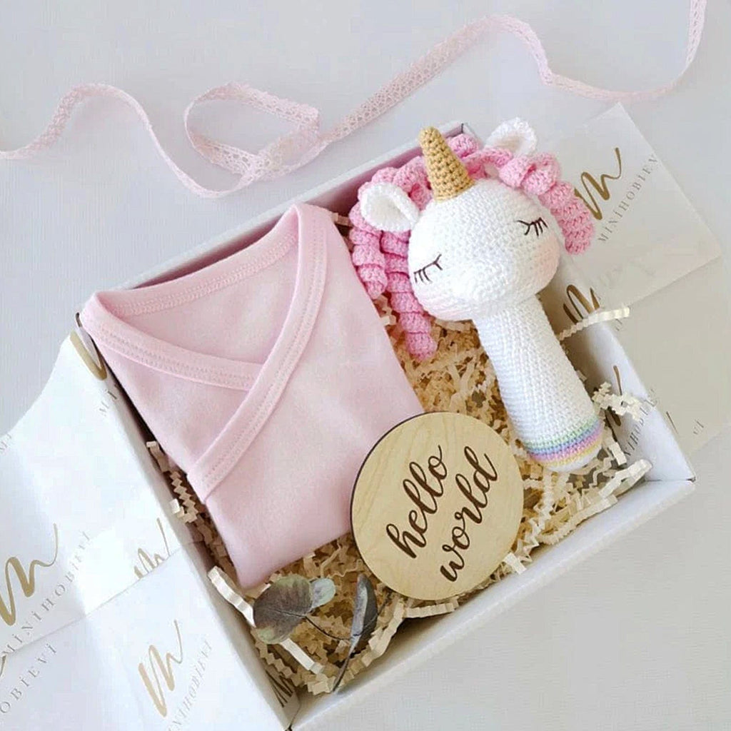 minihobievi Hediye Hediye Kutusu Amigurumi Pembiş Unicorn Gift Box