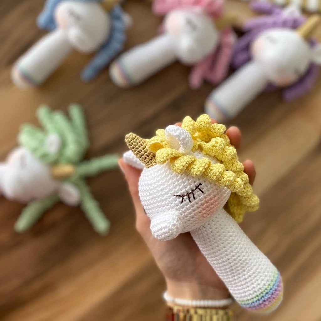 minihobievi Oyuncak Sarı Amigurumi Unicorn Çıngırak